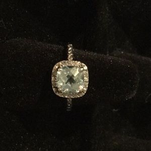 Aquamarine/diamond ring